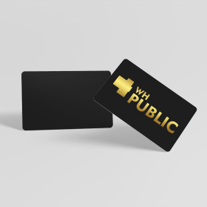 Cartão de visita Couchê 300g 9x5cm 4x4 Laminação Soft touch - Hot Stamping Dourado Frente 4 cantos arredondados 