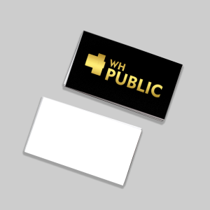 Cartão de visita Couchê 300g 9x5cm 4x0 Laminação Soft touch - Hot Stamping Dourado Frente Refile 