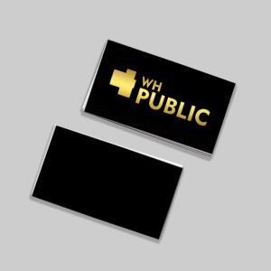 Cartão de visita Couchê 300g 9x5cm 4x4 Laminação Soft touch - Hot Stamping Dourado Frente Refile 